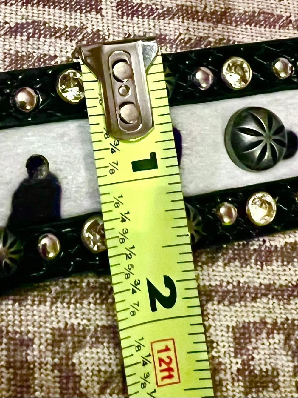 NEW Haute Hippie Black and White Studded Leather Belt with Crystal Buckle.